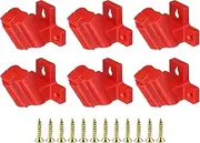 HARFINGTON 6pcs Battery Holder Wall Mount Tool Holder Dock Compatible 12V Li-ion Batteries for Workshop,Garage, Home Renovation,Basement,Red