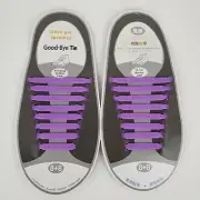 No Tie Shoelaces Purple Elastic Silicone Flat Lazy Shoelace Strings Adult 16Pcs