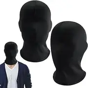 Black Full Face Mask, 2pcs Elastic Breathable Black Ski Mask for Men, Size Full Cover, Black Face Cover for Cosplay Party Costume