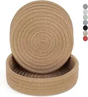 Trivets for Hot Dishes, Trivets for Hot Pots and Pans, Heat Resistant Hot Pads with Storage Basket, Pot Holders for Kitchen, Home Essentials, Farmhouse Decor (Khaki 4 PCS)