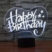Happy Birthday Shape Creative Crack Touch Dimming 3D Colorful Decorative Night Light with Remote Control