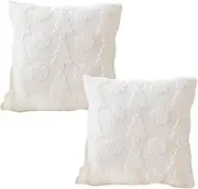 2PCS Christmas Pillow Covers 18 x 18 mas Tree & Snowflake Pattern Christmas Cushion Covers Zippered Soft White Christmas Pillow Cases Pillow Cover,Only Cover