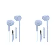 2x Liquid Ears Everyday 3.5mm Wired Bud Comfortable Earphones w/ Mic Blue