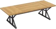 Writing Desk - Rustic Wood Grain, Z-Shaped Metal Legs, Industrial Style, Spacious, Home Office/Study, Supports 150kg, Easy Assembly
