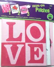 Iron-on or Sew on, 3 Patches, Love, Love Struck, XOXO, By Dritz