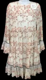 Chloe Dress Pink floralPrint Silk Flair Ruffle Trim Size 36 NWT 2650