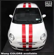 Fiat 500 2007-2015 Pre-cut Over-The-Top Double Stripes Decals (Choose Color)