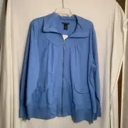 WOMENS NEW LANE BRYANT 22/24W BLUE ZIP FRONT 2 POCKET TRACKSUIT JACKET