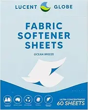 Lucent Globe Fabric Softener Sheets Eco-Friendly Ultra Concentrated Fabric Softener Biodegradable Plastic-Free Packaging Plant-Based + Enzymes (1 Pack of 60 Sheets, Ocean Breeze)