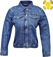 RIDERACT® Reinforced Motorcycle Denim Jacket Women Casual Slim Fit Road Rush Motorbike Jeans Jacket with CE Armours Biker Protecting Gear