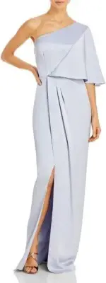 Aidan Mattox Full Length Evening Gown Womens 4 Blue Satin Formal Elegant Party