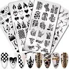 NICOLE DIARY Nail Stamping Plate Leopard Love Heart Leaves Printing Templates