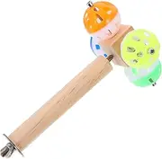 CIYODO Wooden Parrot Perch Stand Bell Chew Toy Bird Cage Accessory for Parrots