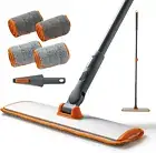 Microfiber Mop Floor Dust with Extendable Long Handle Flat 4 Reusable Pads And