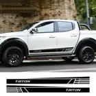 2PCS Car Door Stickers Side Skirt Stripe For Mitsubishi L200 Triton Pickup Decal