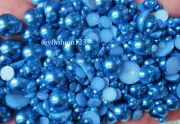 800 Pcs Dark Blue Flatback Half Faux Pearls Beads DIY Crafts Nail Art