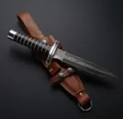 Custom Handmade Damascus Steel dagger Knife Full Tang dagger With Leather Sheath
