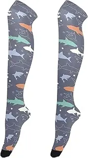 [Caihoyu] Womens Knee High Socks Fashionable Long Knee-High Stockings Novelty Over Knee High Socks for Proms Colorful Sharks, Colorful Sharks