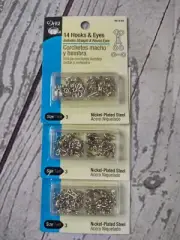 Dritz 90-3-65 Hooks & Eyes Size 3 14/Pkg-Nickel Lot Of 3