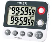 Digital Kitchen Timer Magnetic Large Screen Countdown Timer Clock 2 Channel Groups 99 Hours