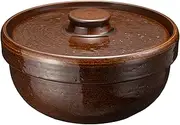 Hase Seitou ACK-87 Haseen Roast Earthenware Pot, for 2-4 People, Approx. 9.4 inches (24 cm), Approx. 60.9 fl oz (1,800 ml), Open Fire OK, Recipe, with Wire Mesh, Brown, American Glaze, Brown, IGA
