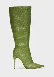 [Public Desire] Diva Glitter Pointed Toe Stiletto Knee High Boots