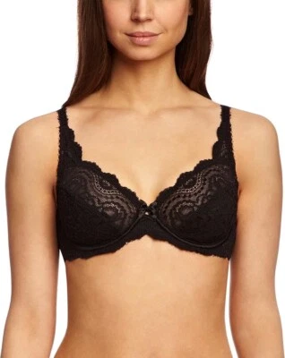Playtex Flower Elegance Bra Skin Black Stretch Lace Full Cup 5832