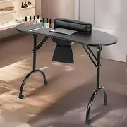 PP-Kic Foldable Manicure Table, Manicure Table with Dust Collector, Professional Salon Spa Manicure Table, Mobile Portable Manicure Table, Manicure Equipment,Black