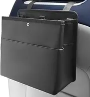 Zqkimzi Car Garbage Can, Backs Seats Organizer, Leakproof Trash Bin, Storage Organizer, Tissue Box, Cup Holder, Leather Vehicle Accessories for Back and Front Seat, 8.66x8.66 inches