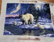 Vintage handmade Dimensions Needlepoint Polar bears finished price