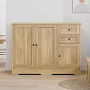 ALFORDSON Oak Buffet Sideboard with1 Adjustable Shelf, 2 Drawers and 3 Doors, Large Cabinet Storage Pantry, Cupboard Cabinet for Living Room, Bedroom, Kitchen and Hallway
