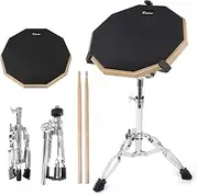 Kmise Practice Pad Kit With Snare Stand and Drumsticks - 12 Inch Mute Double Sided Silent Training Pad Set
