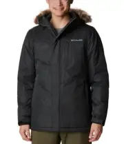 New Columbia Men's Leif Trail Faux-Fur Parka Jacket Black XL