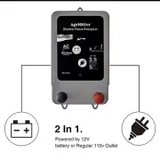Electric Fence Energizer 20 Acre 2 in 1 Powered by Battery or AC Outlet 10000V 2