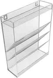 TEHAUX Vertical Wall File Holder Metal Office Organizer 5-Level File Folder Holder Wall Mount Space-Saving Design