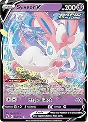 Sylveon V 074/203 Ultra Rare Pokemon Card (SWSH Evolving Skies) + TitanCards Toploader
