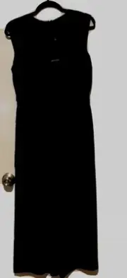 Portmans Size 10 Black Jumpsuit Wide Cropped Leg Sleeveless Zip Back