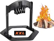 GREENER Dia.11.4'' Firewood Kindling Splitter Stand with Cover-Cast Steel Manual Log Splitter Wedge, Heavy Duty Wood Splitter Tool, Safe Easy Kindling Firewood Cutter Cracker Portable, 15.8LBS (BLACK)