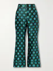 [La DoubleJ] La DoubleJ - Hendrix Metallic Jacquard Flared Pants - Green - x small x small Green
