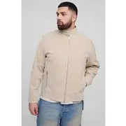 Mens Stone Plus Tumbled Faux Suede Embossed Regular Fit Biker Jacket