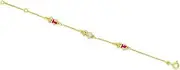 [JewelryWeb] 14k Yellow Gold 15 Centimeters Adjustable Three Teddy Bear Enamel Teen Id Bracelet 5mm Identification-Bracelet for Women