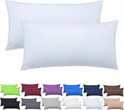 NatureMark Pack of 2 Jersey Cushion Covers, Side Sleeper Pillows, Neck Pillows, Many Sizes and Colours, Oeko-Tex (40 x 60 cm (Suitable for Neck Pillow), White)