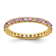 14k Yellow Gold 3/8 Ct. Lab Grown Diamond VS/SI+ G+ and Lab Created Pink Sapphire Eternity Band Ring