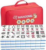 YINIUREN American Mahjong Tile Set 166 Mahjong Tile Set 1.6-inch Large Mahjong Set Blue American Mahjong Set with Storage Bag
