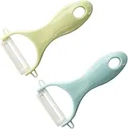 Vegetable Peelers - Ceramic Potato Peelers Set of 2 - Veggie/Fruit Peelers for Kitchen - Slicer with Sharp Blade for Carrot, Orange, Apple (Blue & Green)