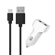 12W Dual Port Car Charger & 1M Micro-USB to USB-A Cable for Android Phone/Camera