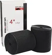 Sew on Hook and Loop Style Non-Adhesive Back Nylon Strips Fabric Fastener Non-Adhesive Interlocking Tape, Nylon and Polyester, Black, 4"