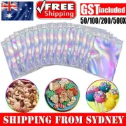 50-500PCS Zip Seal Bags Foil lock Rainbow Seal Pouch Holographic Packaging Bags