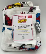 Pottery Barn Kids Marvel Comics Heroes Glow In The Dark Sheet Set Twin #7966M