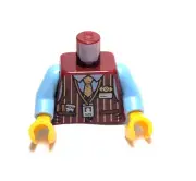 Lego - Minifigure Torso - Tie, Dark Red Striped Vest, ID Badge, Trains